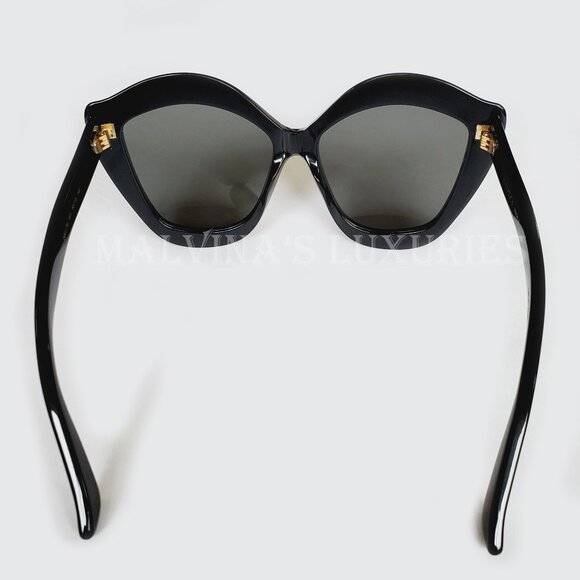 GUCCI SUNGLASSES GG0117S 001 OVERSIZED CAT EYE BLACK ACETATE LIPS - Picture 7 of 13